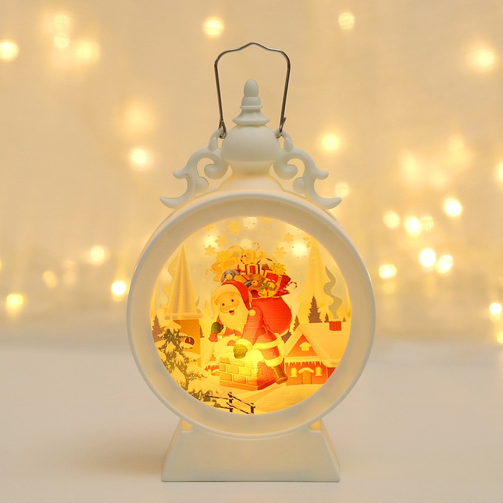 Set de felinare decorative de Craciun, LED, diverse modele, alb, 15.5x9cm