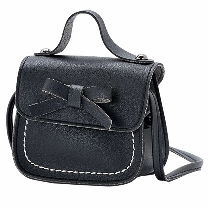 Geanta de umar din piele PU, cu funda mini, neagra, dimensiuni compacte, set cu portofel ajustabil.