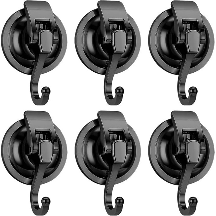 Set de 6 suporturi cu ventuza, capacitate de incarcare 5 kg, waterproof, pentru baie, bucatarie, feronerie.