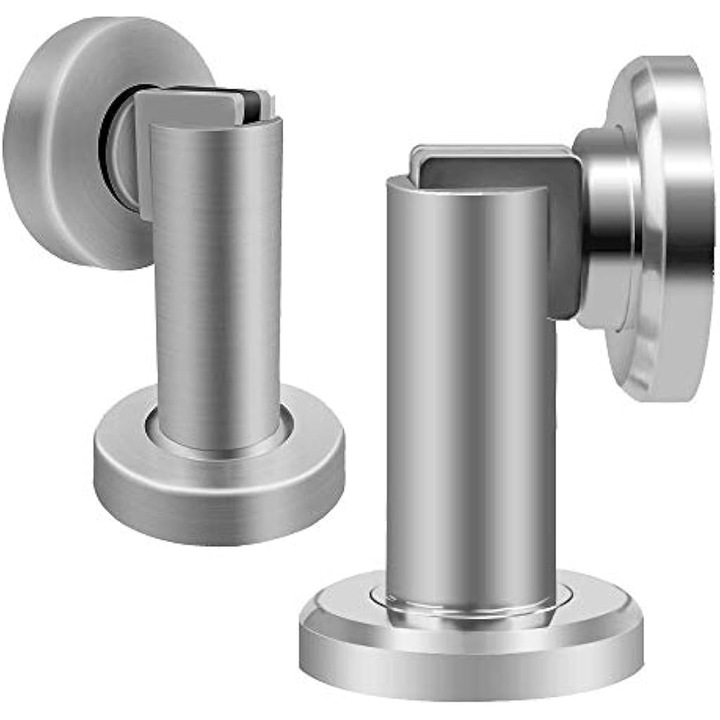 Stopper magnetic din otel inoxidabil, set 2 bucati, finisaj nichel periat, instalare verticala sau orizontala, pentru usi de interior si exterior