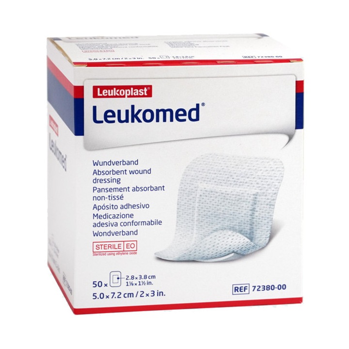Plasture steril autoadeziv cu corp absorbant pentru protectia ranilor Leukomed 5cm x 7.2cm, cutie 50 bucati