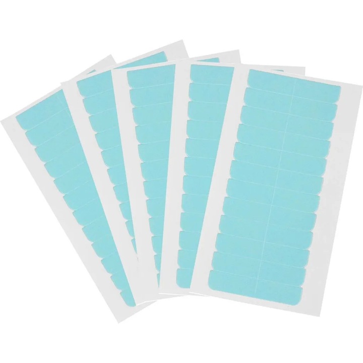 Banda dublu adeziva pentru extensii de par, 120 foi, albastra, 4cm x 0.8cm, set