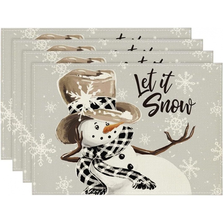 Set 4 servete din in, festive, 30x45cm, multicolor