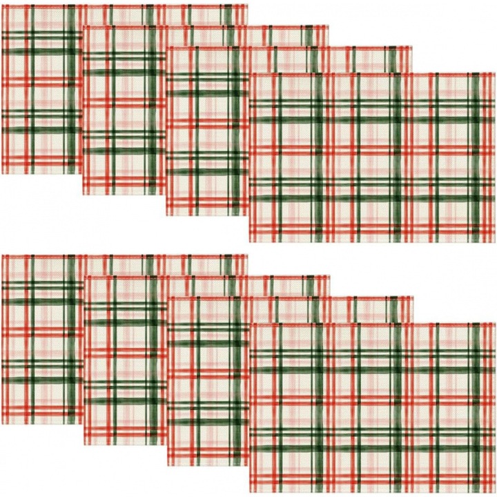 Set 4 servete din in, 30x45cm, decoratiuni festive pentru masa de Craciun