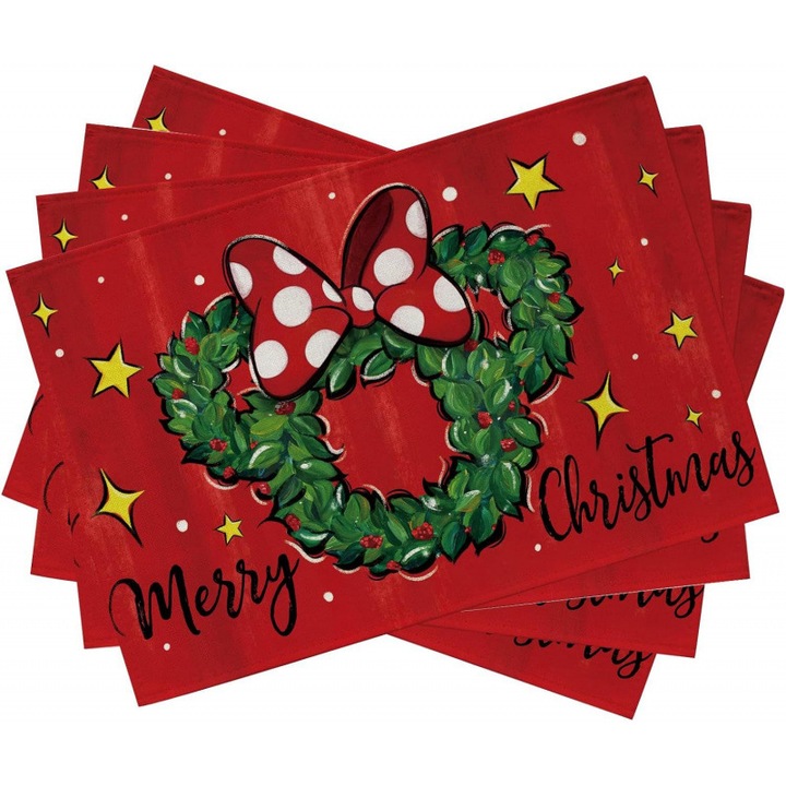 Set 4 servete din material durabil, 30x45cm, pentru masa de Craciun