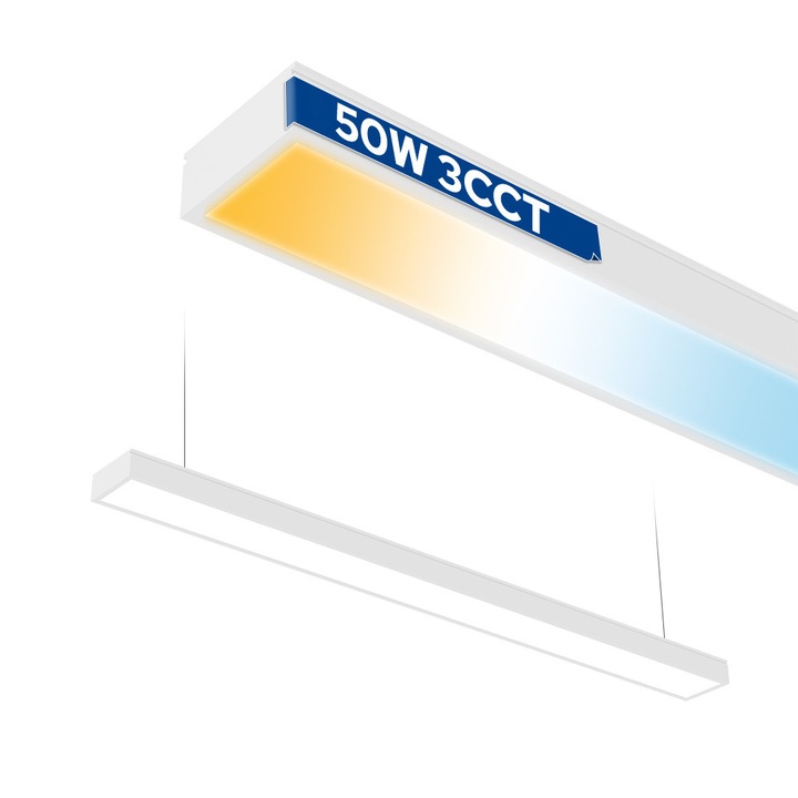 Corp de iluminat liniar LED FORTIS, Horoz Electric, 50W, alb, 118x7.5x3.5cm, 3CCT