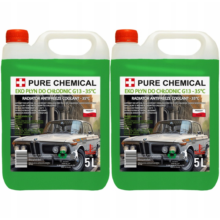 Set 2 Pachete Lichid De Racire G13, Chosa, Pure Chemical, 10 L, Ecologic, Temperatura De Inghet -35°C, Tip Lichid Gata De Utilizare, Perioada De Valabilitate 5 Ani Sau 250.000 Km, 10 L, 2 Pachete