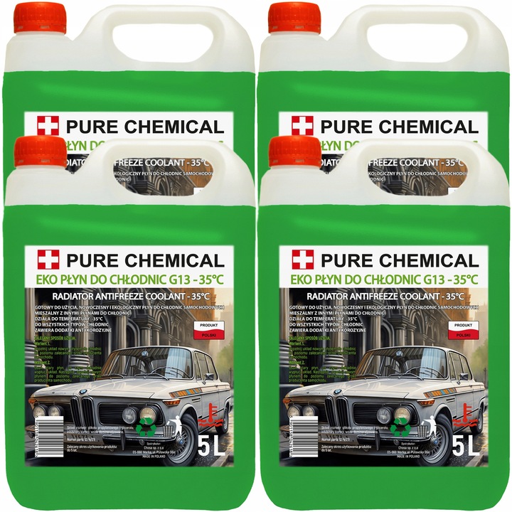 Set 4 Ambalaje Lichid De Racire, Chosa, Pure Chemical, 20 L, G13, Ecologic, Temperatura De Inghet -35°C, Tip Lichid Gata De Utilizare, Perioada De Valabilitate 5 Ani Sau 250 000 Km, 4 Ambalaje