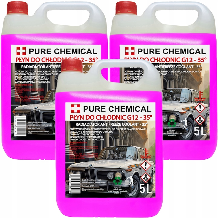 Set Lichid De Racire, Chosa, Pure Chemical, 3 Ambalaje De 5L, G12/G12si, Baza Glicol Etilenic, Temperatura De Inghet -35°C, Temperatura De Fierbere 110°C, Tip Lichid Gata De Utilizare, 15 L