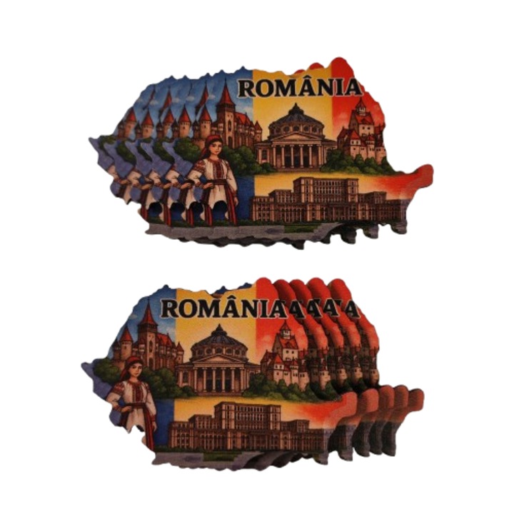 10 db hűtőmágnes készlet Románia SVR76- 9,5x6,5 cm