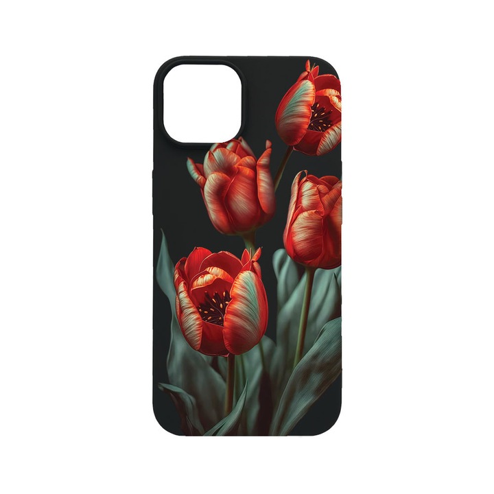 BestCase® Husa TPU Ultra Slim Compatibila cu Apple iPhone 12 / 12 Pro, Floral - Red Tulip, 2077933 B 2087