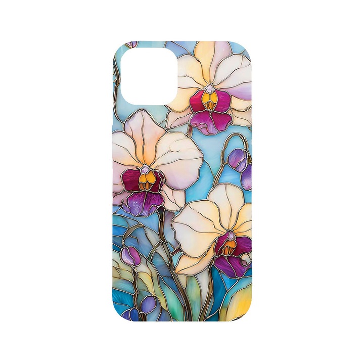 BestCase® Husa TPU Ultra Slim Compatibila cu Apple iPhone 12 / 12 Pro, Floral - Stained Glass Orchid, 2077933 B 2061