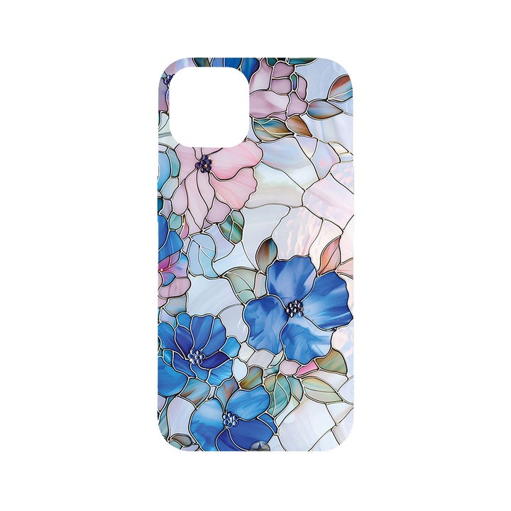 BestCase® Husa TPU Ultra Slim Compatibila cu Apple iPhone 12 / 12 Pro, Floral - Stained Glass Hydrangea, 2077933 B 2081