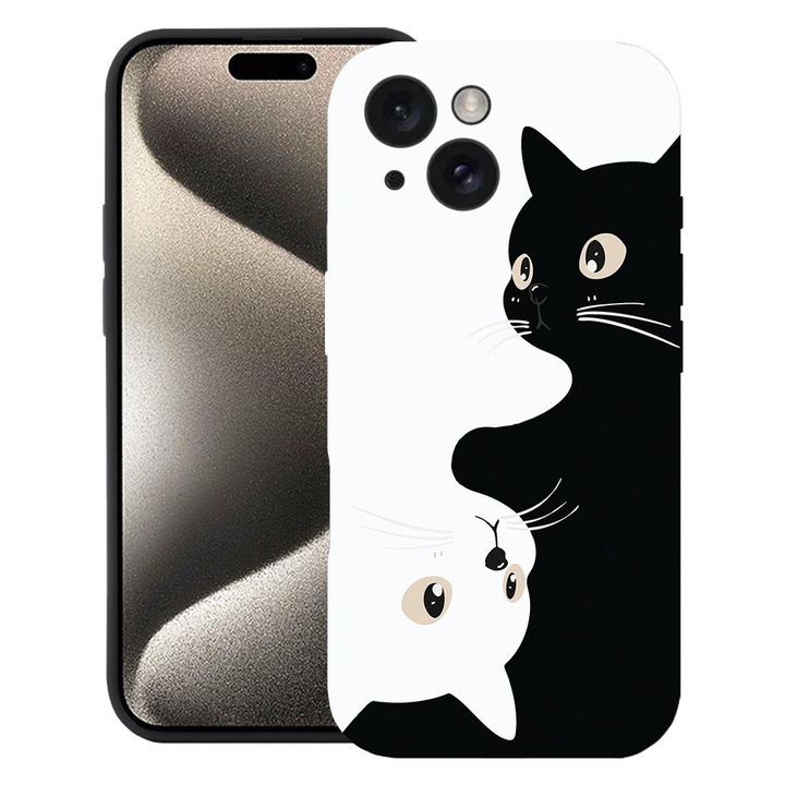 BestCase® Husa TPU Ultra Slim Compatibila cu Apple iPhone 13, Black&White Cats, 2077956 B 2017
