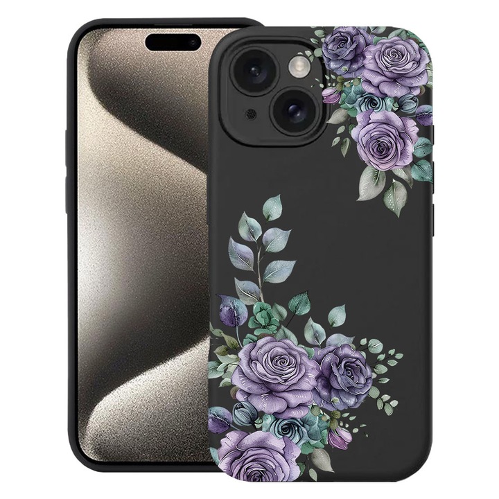 BestCase® Husa TPU Ultra Slim Compatibila cu Apple iPhone 13, Floral - Pastel Rose Bloom, 2077956 B 2033