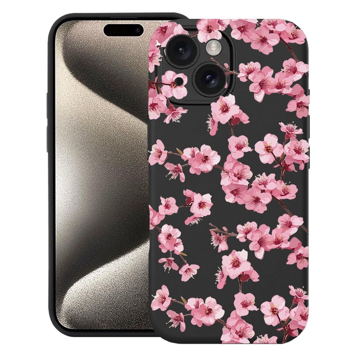 BestCase® Husa TPU Ultra Slim Compatibila cu Apple iPhone 13, Floral - Aesthetic Pink Cherry, 2077956 B 2042