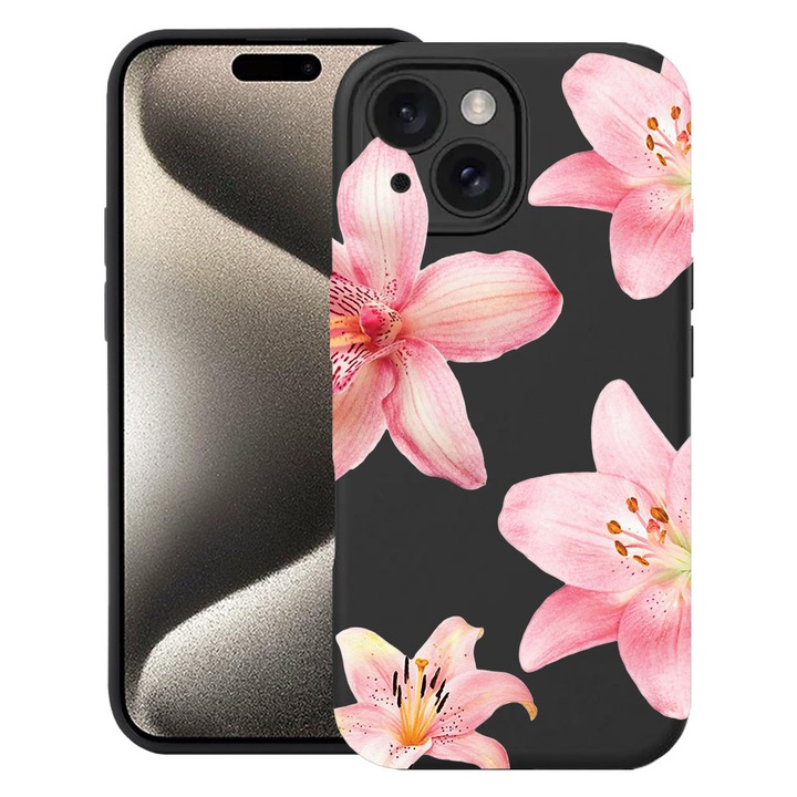 BestCase® Husa TPU Ultra Slim Compatibila cu Apple iPhone 13, Floral - Floral - Elegant Pink Lotus, 2077956 B 2070