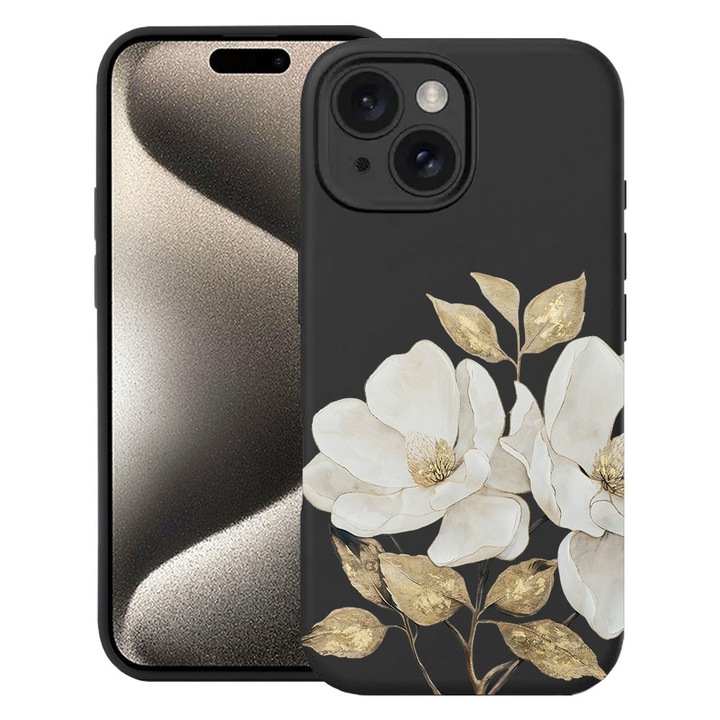 BestCase® Husa TPU Ultra Slim Compatibila cu Apple iPhone 13, Floral - Golden Camellia, 2077956 B 2073