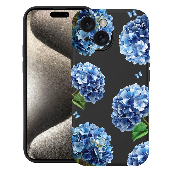 BestCase® Husa TPU Ultra Slim Compatibila cu Apple iPhone 13, Floral - Cute Hydrangea, 2077956 B 2077