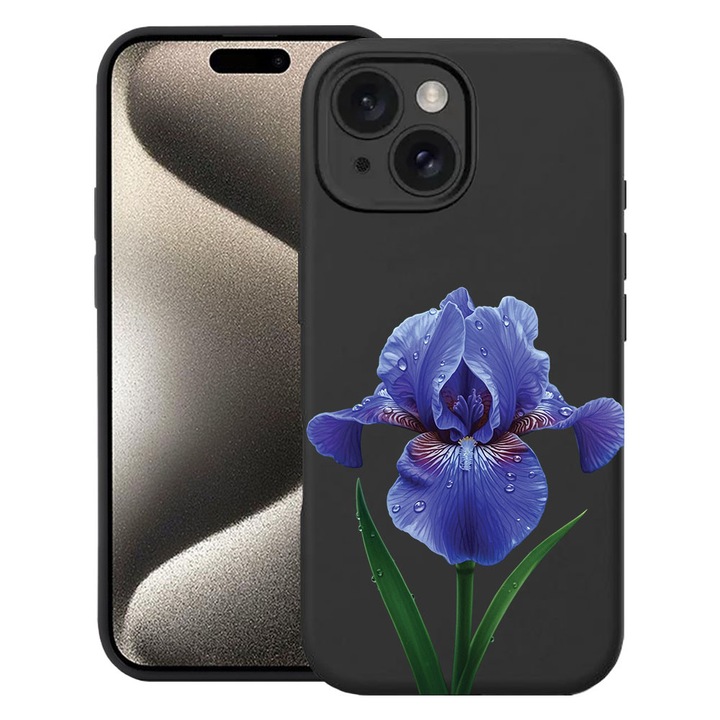 BestCase® Husa TPU Ultra Slim Compatibila cu Apple iPhone 13, Floral - Iris, 2077956 B 2058