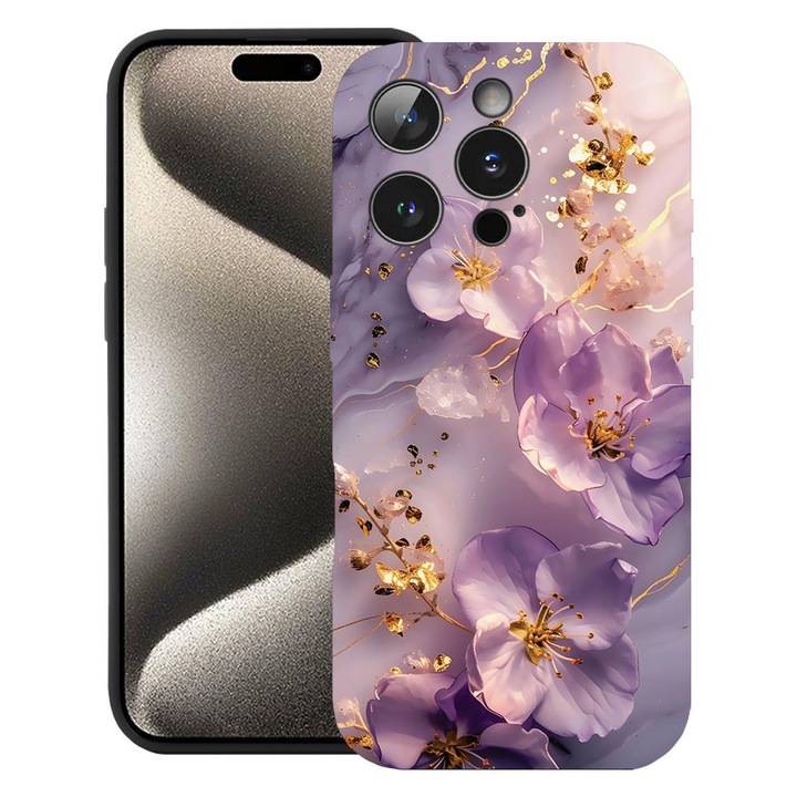 BestCase® Husa TPU Ultra Slim Compatibila cu Apple iPhone 16 Pro, Floral - Aesthetic Orchid, 3137743 B 2059