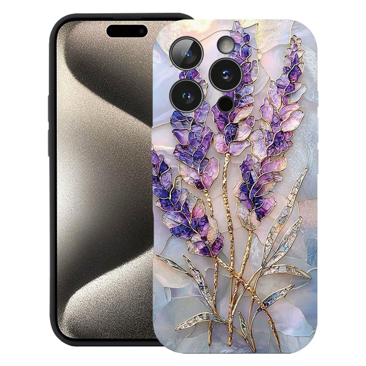 BestCase® Husa TPU Ultra Slim Compatibila cu Apple iPhone 14 Pro Max, Floral - Golden Hydrangea, 2078075 B 2080