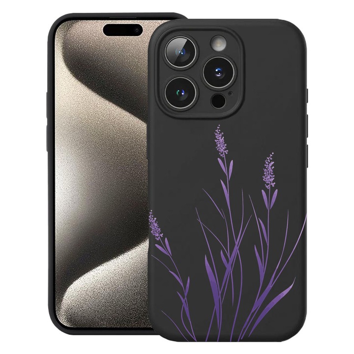 BestCase® Husa TPU Ultra Slim Compatibila cu Apple iPhone 14 Pro, Floral - Minimalist Levander, 1916799 B 2055