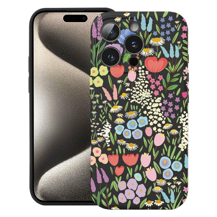 BestCase® Husa TPU Ultra Slim Compatibila cu Apple iPhone 16 Pro, Floral - Colorful Tulip, 3137743 B 2085