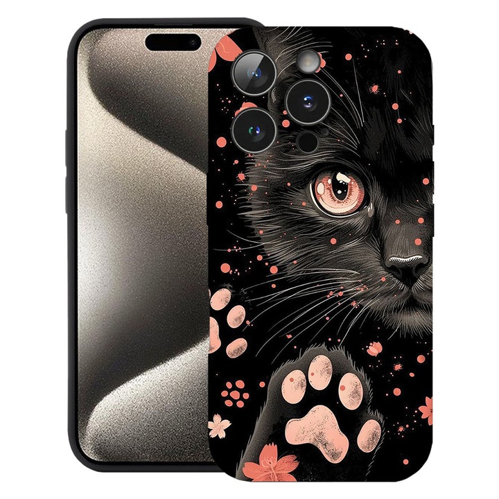 BestCase® Husa TPU Ultra Slim Compatibila cu Apple iPhone 14 Pro, Black Cat, 1916799 B 2014