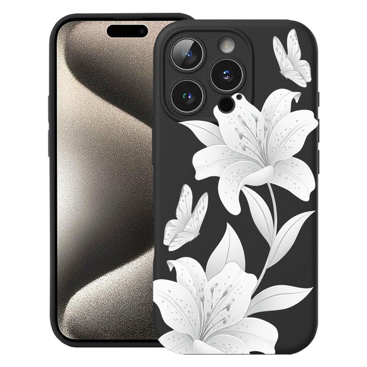 BestCase® Husa TPU Ultra Slim Compatibila cu Apple iPhone 16 Pro, Floral - Elegant White Lotus, 3137743 B 2069
