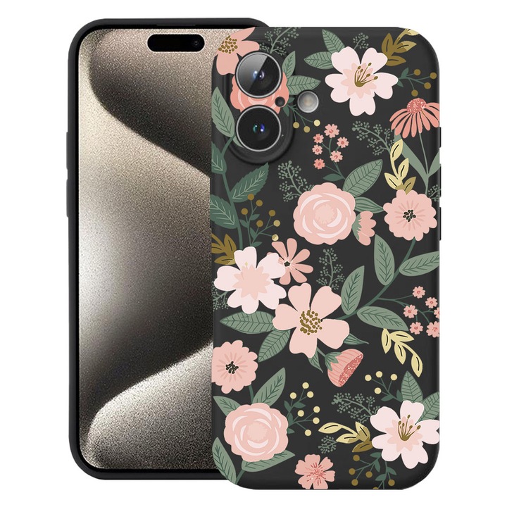 BestCase® Husa TPU Ultra Slim Compatibila cu Apple iPhone 16, Floral - Lotus Pattern, 3137742 B 2068