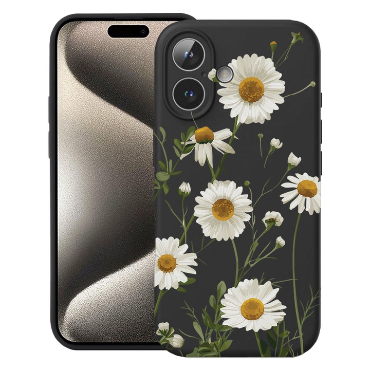 BestCase® Husa TPU Ultra Slim Compatibila cu Apple iPhone 16, Floral - Daisy, 3137742 B 2032