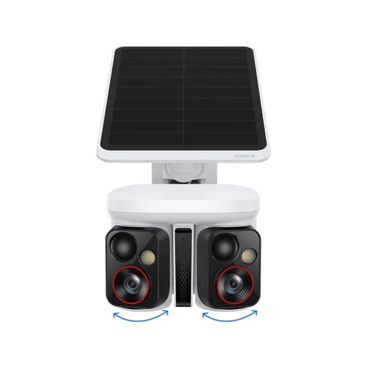 Camera supraveghere video exterior Baseus Security X1 Pro Outdoor Dual Camera 3K, Acumulator 7800 mAh, Zoom 8x, IR 8m, IP65 Alb