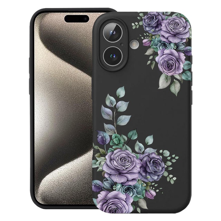 BestCase® Husa TPU Ultra Slim Compatibila cu Apple iPhone 16, Floral - Pastel Rose Bloom, 3137742 B 2033