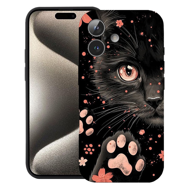 BestCase® Husa TPU Ultra Slim Compatibila cu Apple iPhone 17, Black Cat, 2052002 B 2014