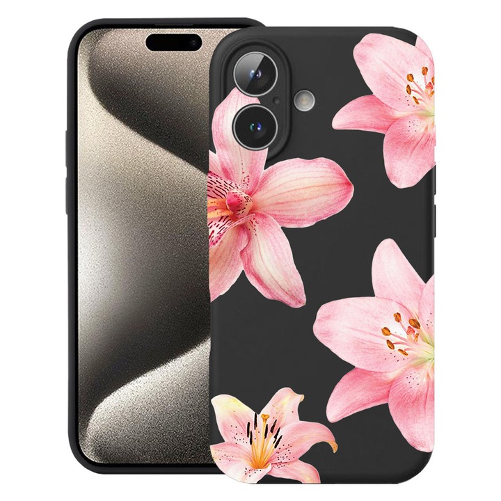 BestCase® Husa TPU Ultra Slim Compatibila cu Apple iPhone 16, Floral - Floral - Elegant Pink Lotus, 3137742 B 2070