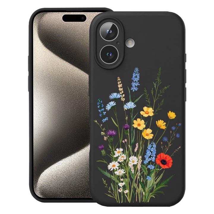 BestCase® Husa TPU Ultra Slim Compatibila cu Apple iPhone 16, Cute Floral Bouquet, 3137742 B 2039