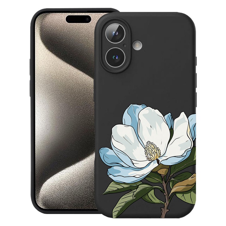 BestCase® Husa TPU Ultra Slim Compatibila cu Apple iPhone 17, Floral - Blue Magnolia, 2052002 B 2050