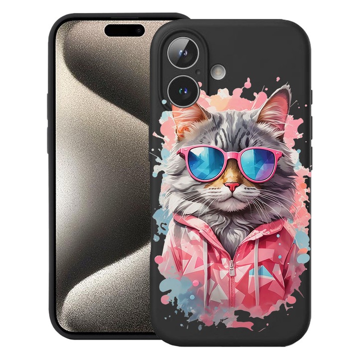 BestCase® Husa TPU Ultra Slim Compatibila cu Apple iPhone 16, Shopping Queen Cat, 3137742 B 2013