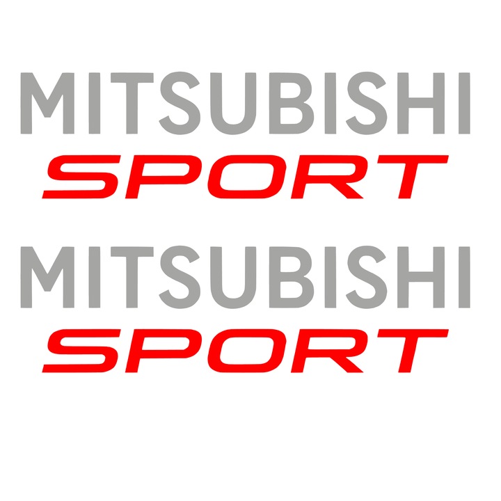 Set 2 stickere auto, decorative, Mitsunishi Sport, gri-rosu, 20cm