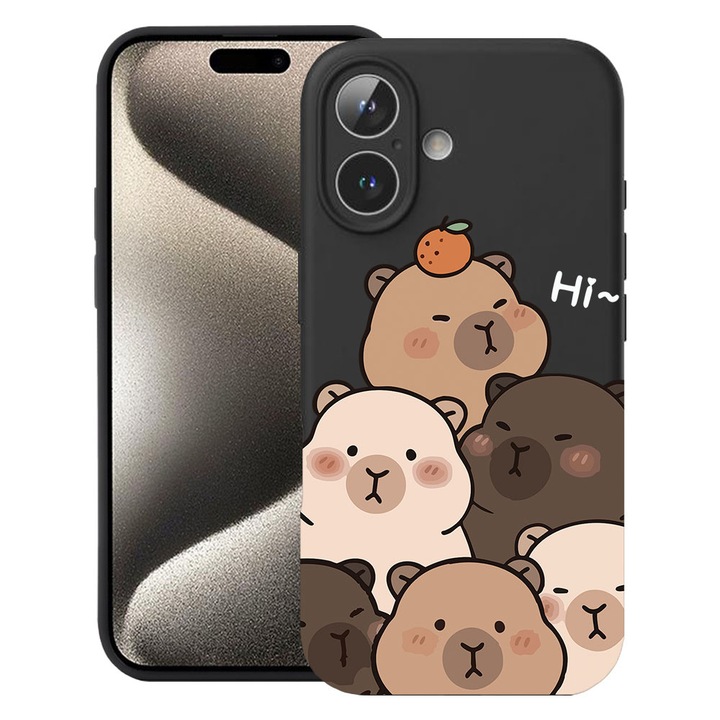 BestCase® Husa TPU Ultra Slim Compatibila cu Apple iPhone 16, Cute Kawaii Capybara Cartoon, 3137742 B 2022
