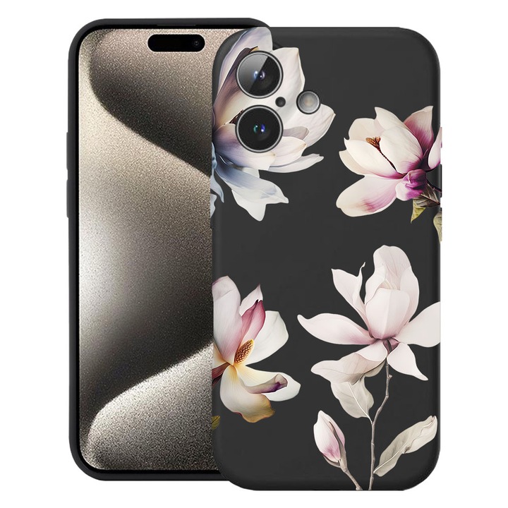 BestCase® Husa TPU Ultra Slim Compatibila cu Apple iPhone 16, Magnolia Floral Design, 3137742 B 2046