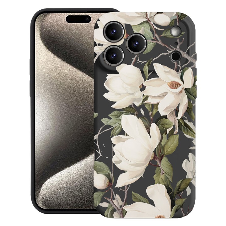 BestCase® Husa TPU Ultra Slim Compatibila cu Apple iPhone 17 Pro Max, Blooming Magnolia Floral Design, 2052004 B 2047