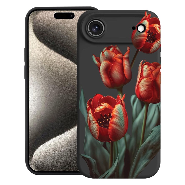 BestCase® Husa TPU Ultra Slim Compatibila cu Apple iPhone 17 Air, Floral - Red Tulip, 2052005 B 2087