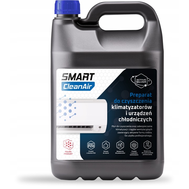 Smart CleanAir 5L, preparat de curatare pentru climatizatoare si echipamente de racire, actiune antibacteriana, elimina mirosurile, 5 litri