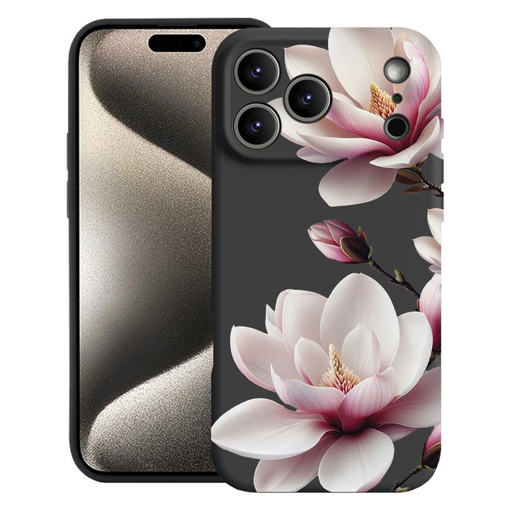 BestCase® Husa TPU Ultra Slim Compatibila cu Apple iPhone 17 Pro, Floral - Pink Magnolia, 2052003 B 2051
