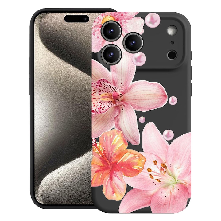 BestCase® Husa TPU Ultra Slim Compatibila cu Apple iPhone 17 Pro Max, Floral - Aesthetic Elegant Orchid, 2052004 B 2062