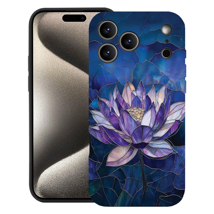 BestCase® Husa TPU Ultra Slim Compatibila cu Apple iPhone 17 Pro, Floral - Stained Glass Lotus, 2052003 B 2071