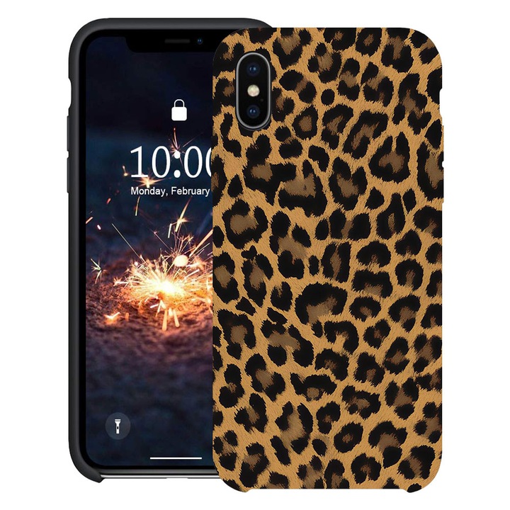 BestCase® Husa TPU Ultra Slim Compatibila cu Apple iPhone XS / X, Leopard Pattern, 2078162 B 2019