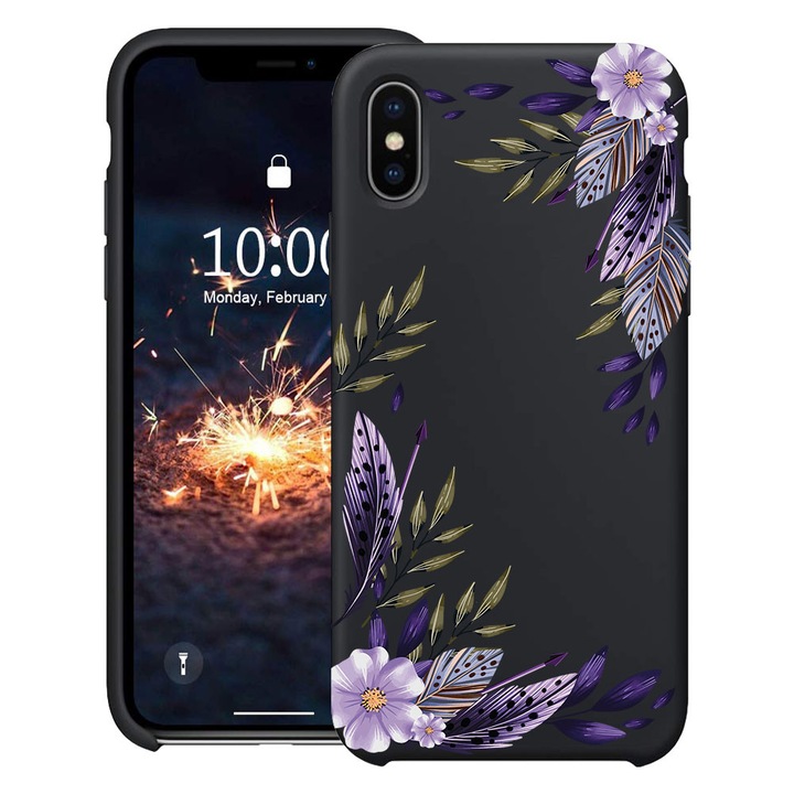 BestCase® Husa TPU Ultra Slim Compatibila cu Apple iPhone XS / X, Floral - Levander, 2078162 B 2053